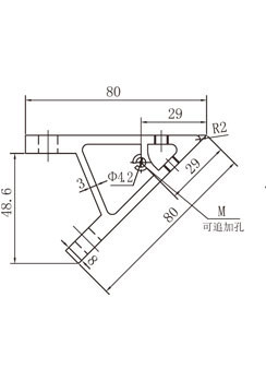45度鋁型材角碼側視圖 45度鋁型材角碼側視圖